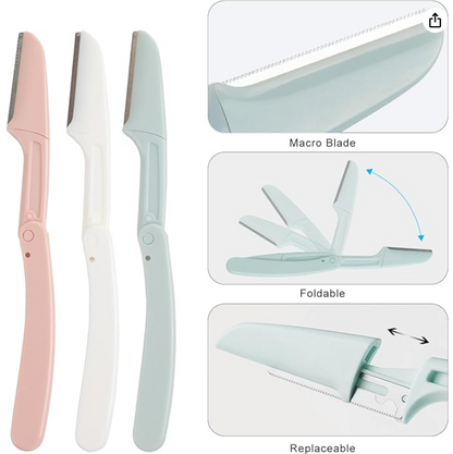 4 PCS Face Razors for Women, Dermaplaning Blades for Face, Eyebrow Razor Shaper, Lady Face Shavers for Women, Facial Hair Peach Fuzz Remover